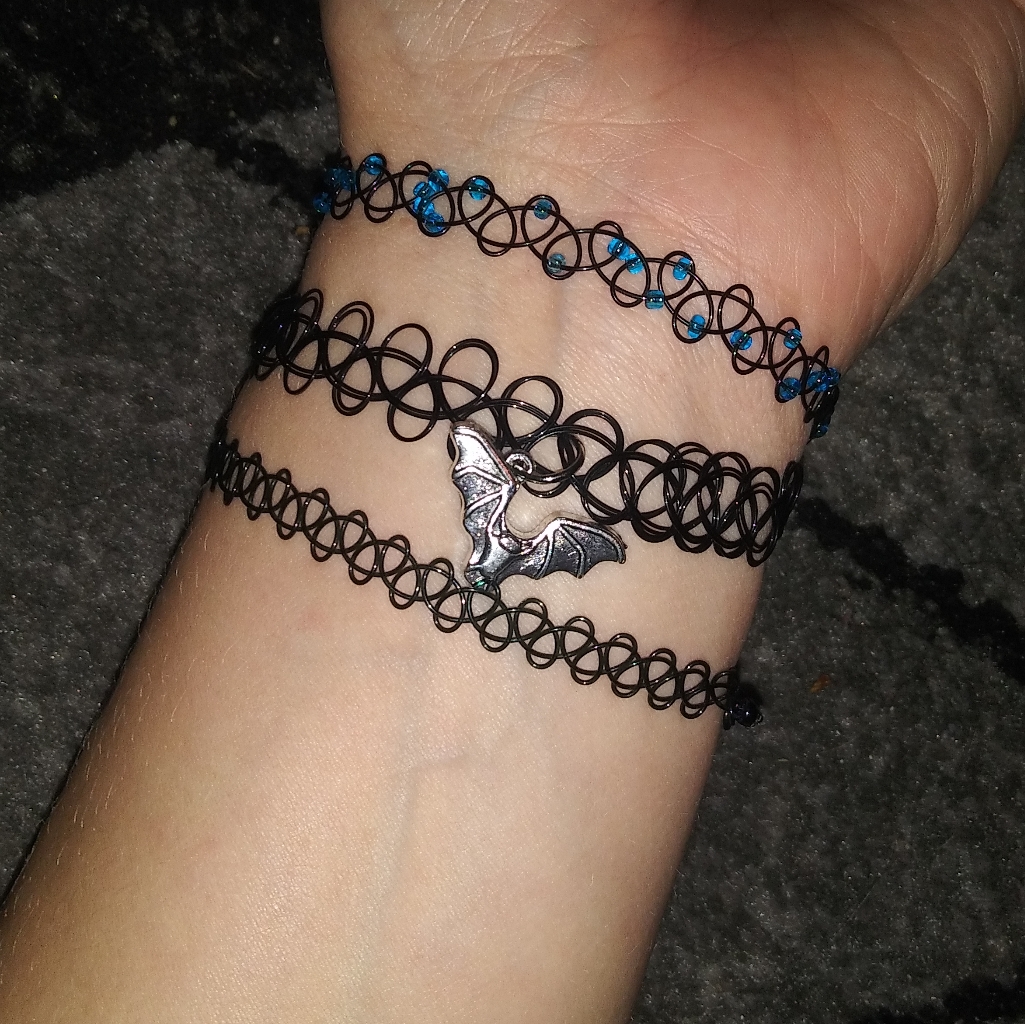 Bat Charm Bracelet, Tattoo Style Charm Bracelt
